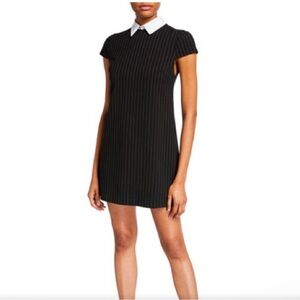Brand new Alice and Olivia black striped Coley dress with collar short sleeves